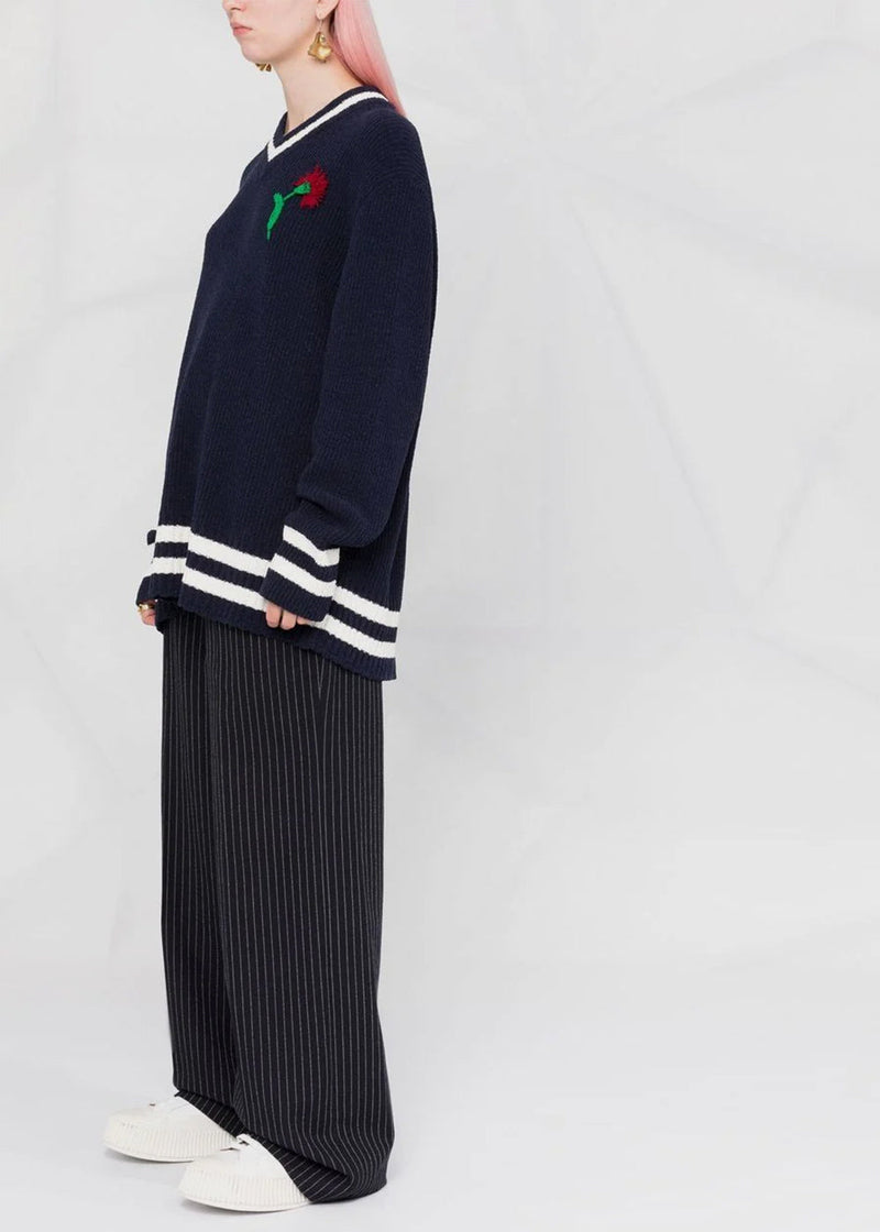 Maison Margiela Navy Rib-Knit Sweater