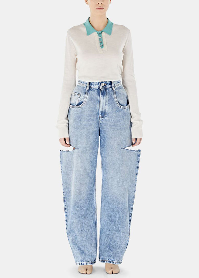 Maison Margiela Washed Blue Re-Cut Denim Jeans - NOBLEMARS