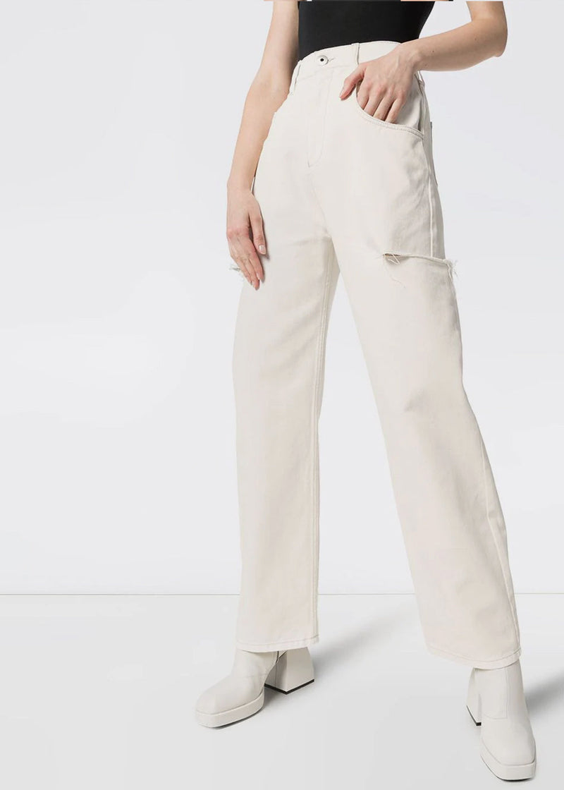 Maison Margiela White Slits Denim Jeans - NOBLEMARS