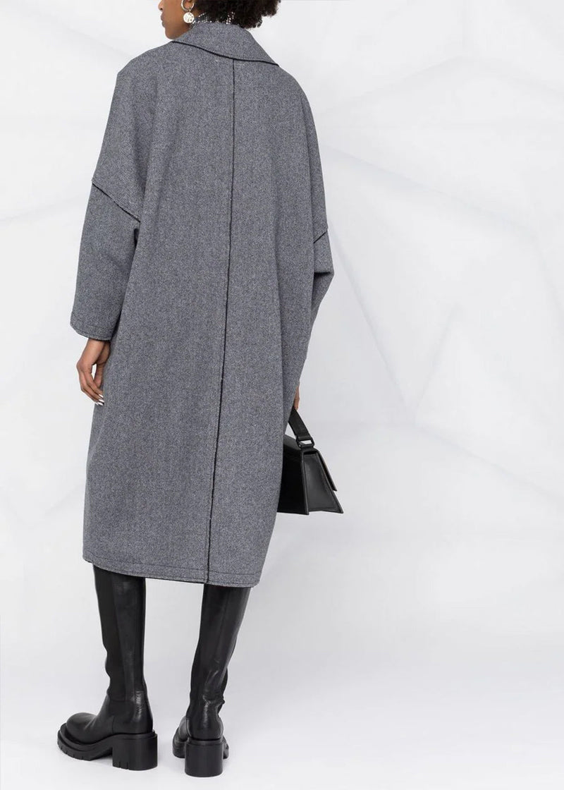 MM6 Maison Margiela Grey Oversized Wool Coat - NOBLEMARS