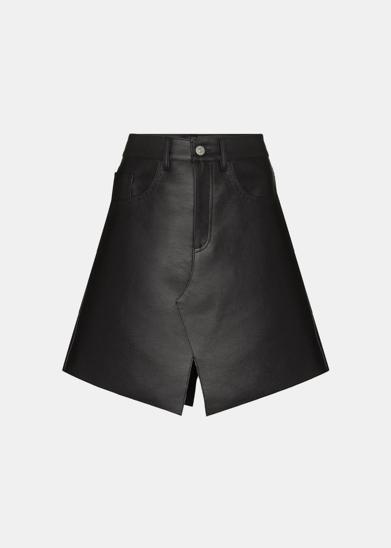 MM6 Maison Margiela Black Leather Skirt
