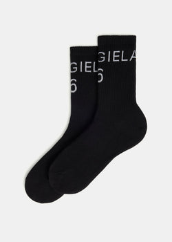 MM6 Maison Margiela Black Margiela 6 Logo Socks - NOBLEMARS