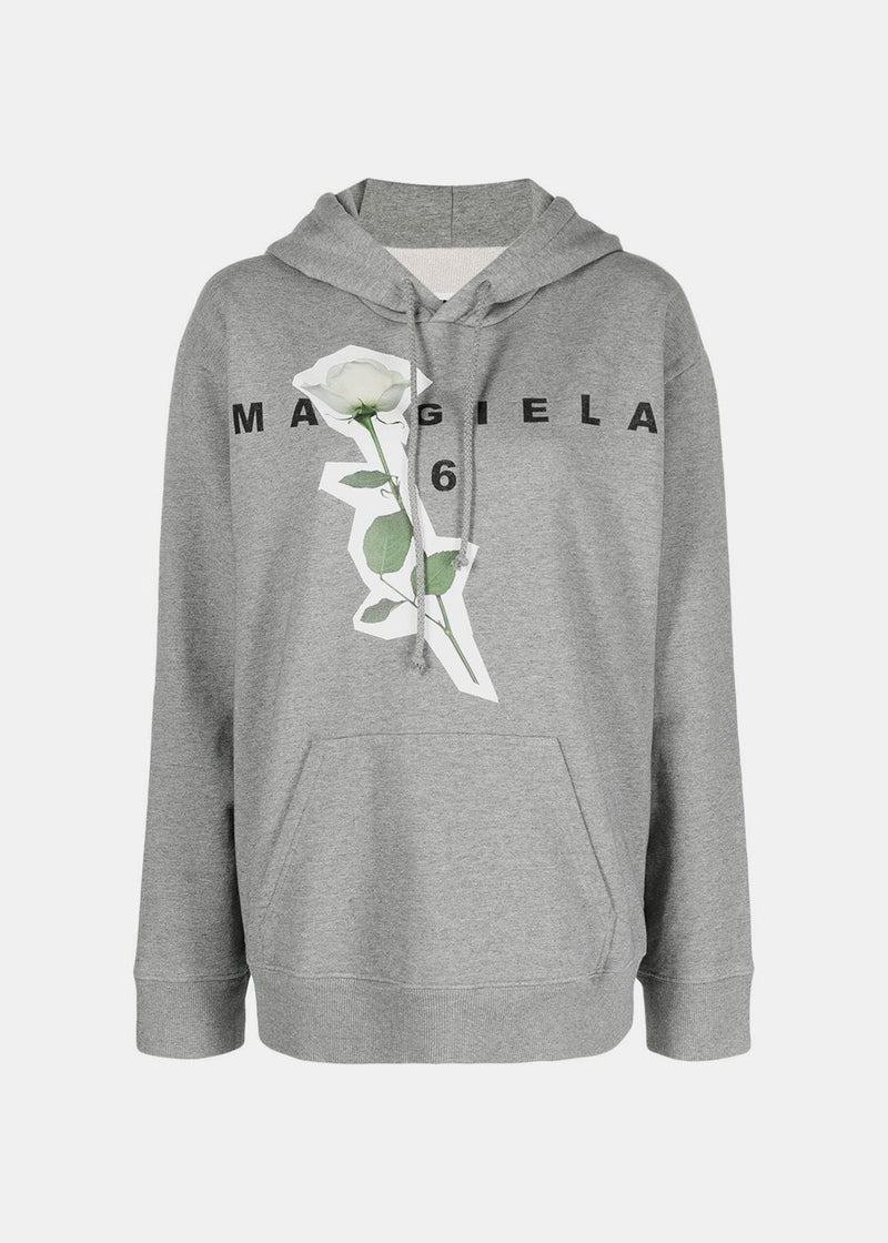MM6 Maison Margiela Grey Logo Print Hoodie