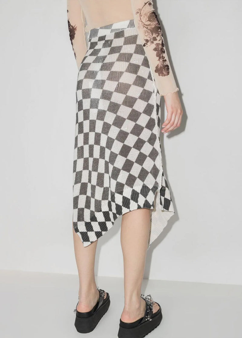 MM6 Maison Margiela Off-White & Black Asymmetric Knit Skirt