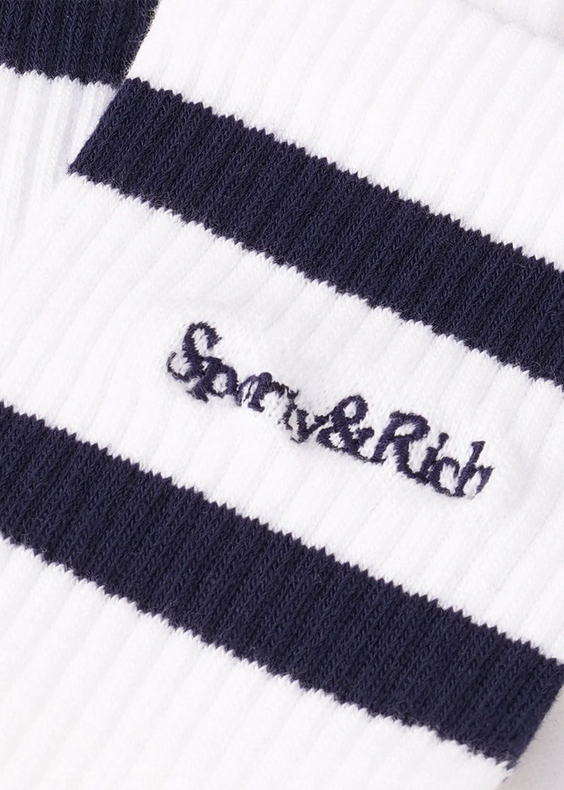 Sporty & Rich White Serif Logo Socks - NOBLEMARS