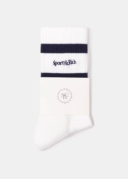 Sporty & Rich White Serif Logo Socks - NOBLEMARS
