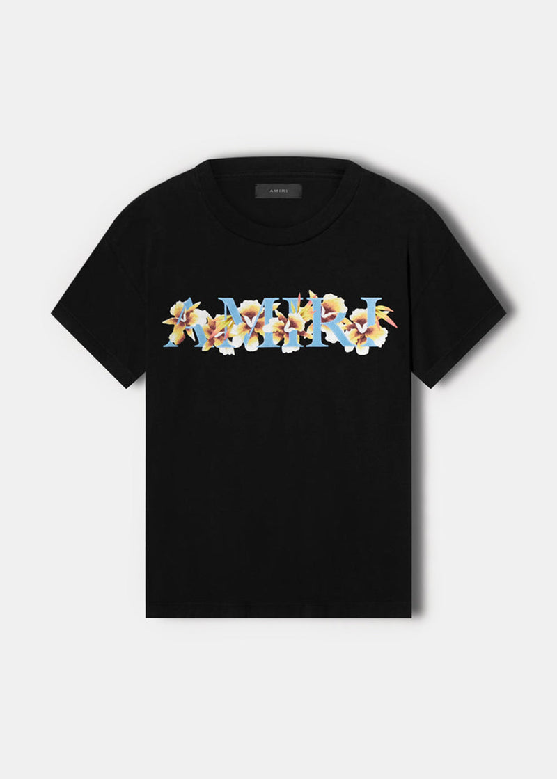 AMIRI Black Hibiscus Logo T-Shirt - NOBLEMARS