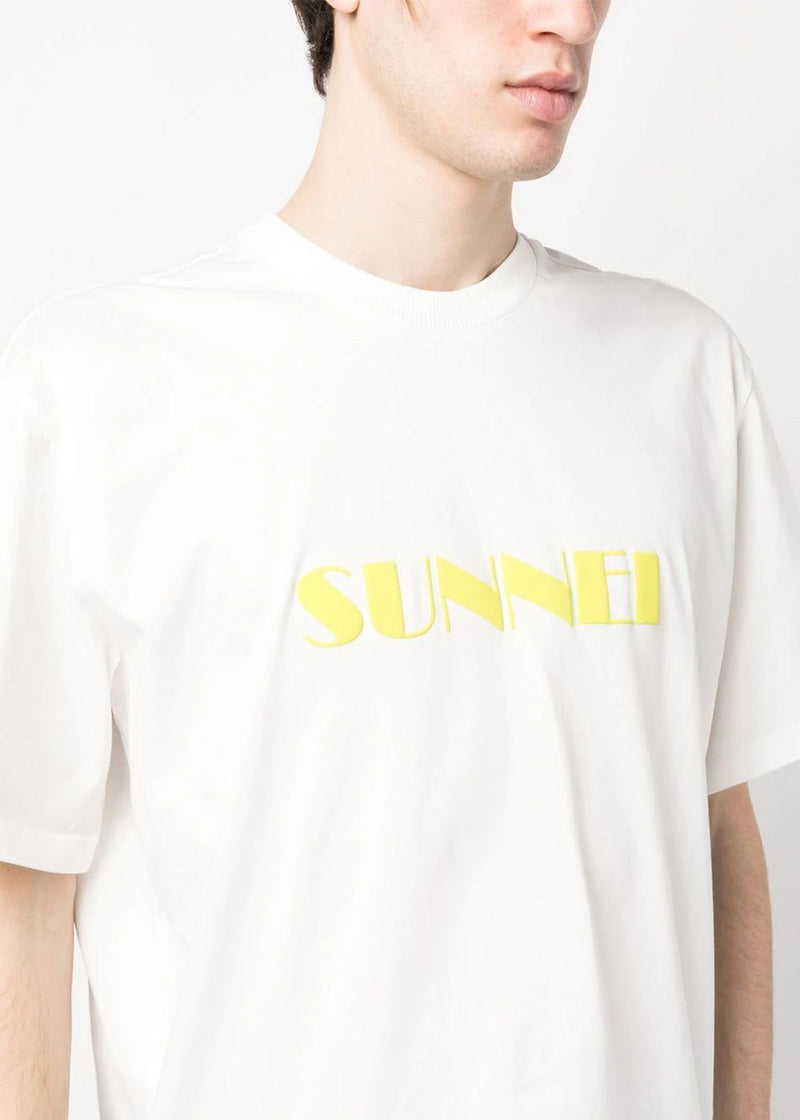 Sunnei White Logo-Print T-Shirt - NOBLEMARS