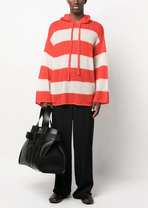 Sunnei Red Striped Knit Hoodie - NOBLEMARS
