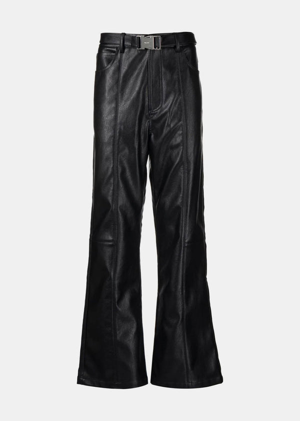 Team Wang Black Faux-Leather Casual Pants - NOBLEMARS