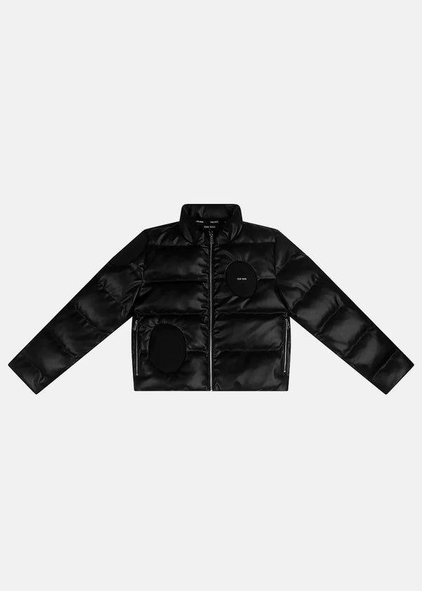 Team Wang Black Balloon Faux Leather Down Jacket (Pre-Order) - NOBLEMARS
