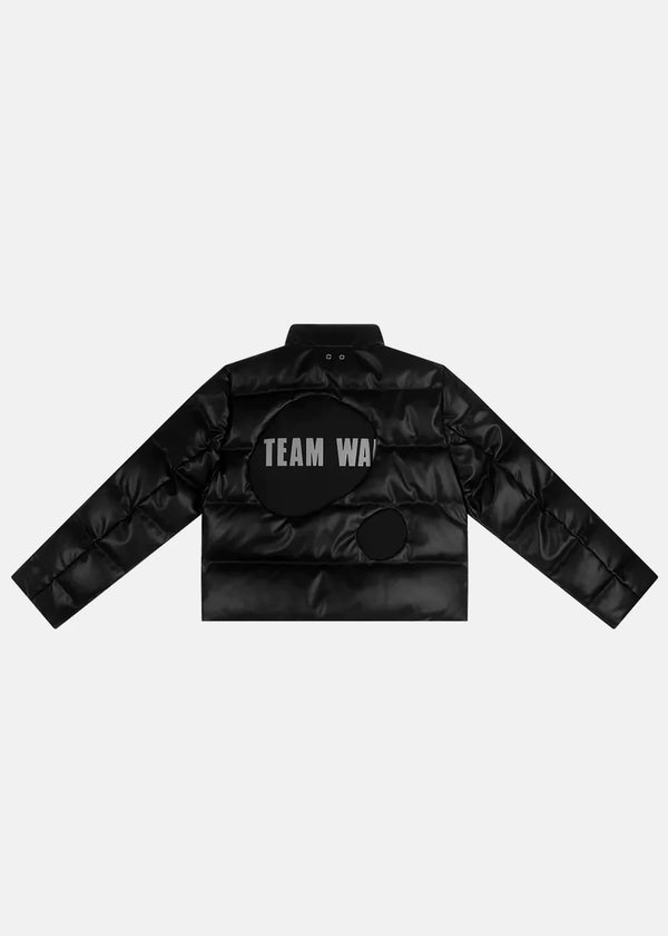 Team Wang Black Balloon Faux Leather Down Jacket (Pre-Order) - NOBLEMARS