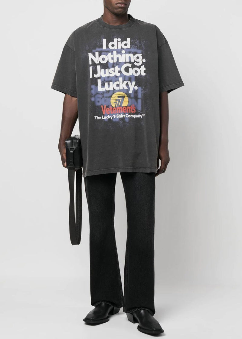 VETEMENTS Washed Black 'I Got Lucky' T-Shirt