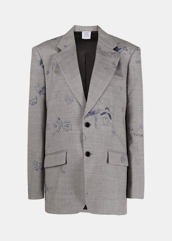 VETEMENTS Grey Scribbled Tailored Jacket