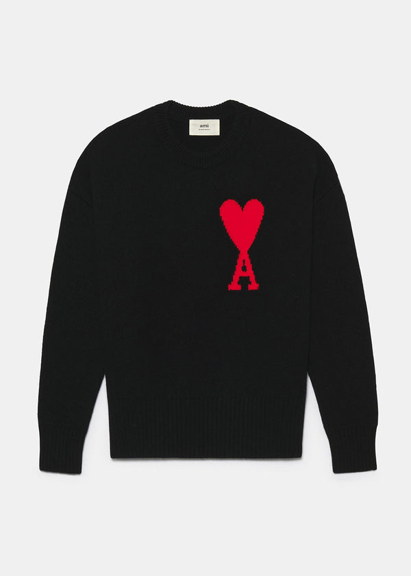 AMI Alexandre Mattiussi Black Ami De Coeur Crewneck Sweater - NOBLEMARS