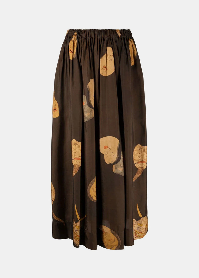 Uma Wang Dark Brown & Tan Gillian Skirt - NOBLEMARS