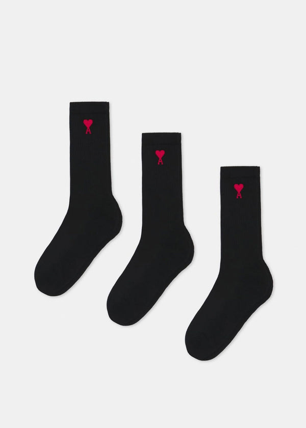AMI Alexandre Mattiussi Black Logo Socks - NOBLEMARS