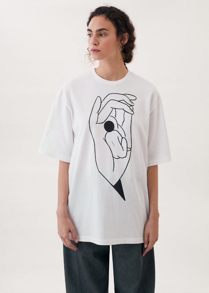 Lemaire White Printed Slit T-Shirt - NOBLEMARS