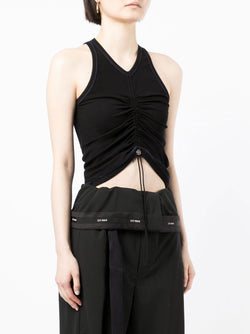 DION LEE WOMEN SHEER GATHER FRONT TANK