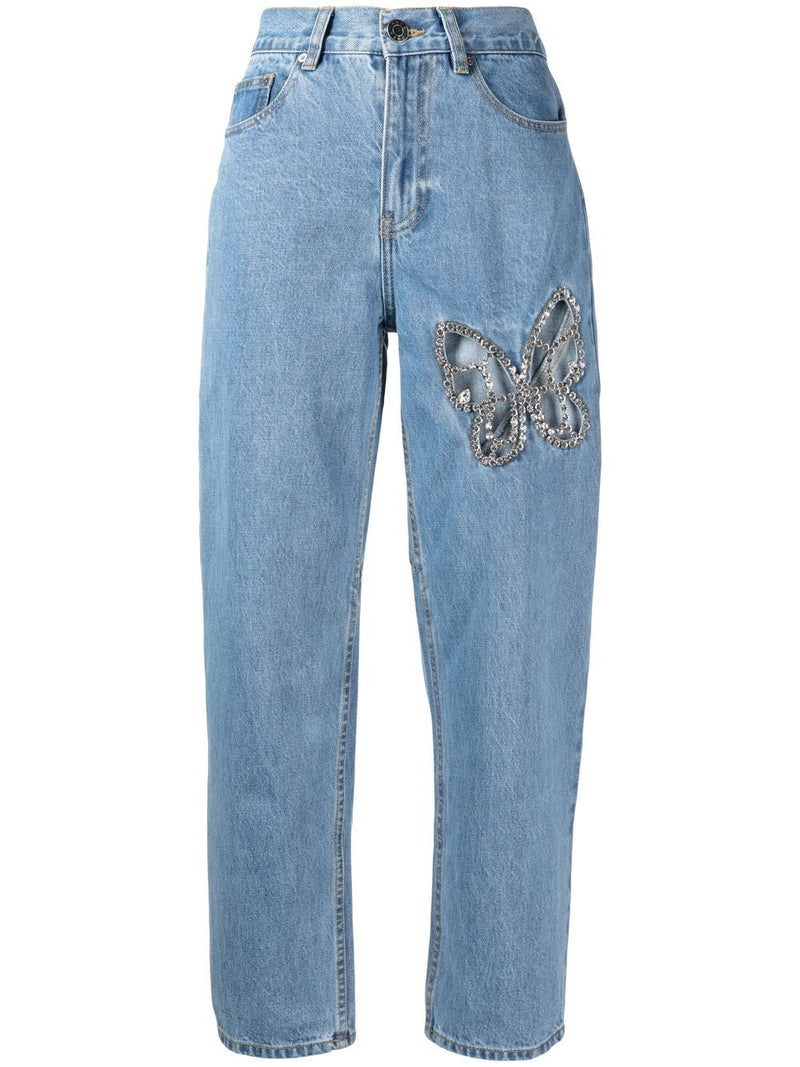 AREA WOMEN CRYSTAL BUTTERFLY JEANS - NOBLEMARS