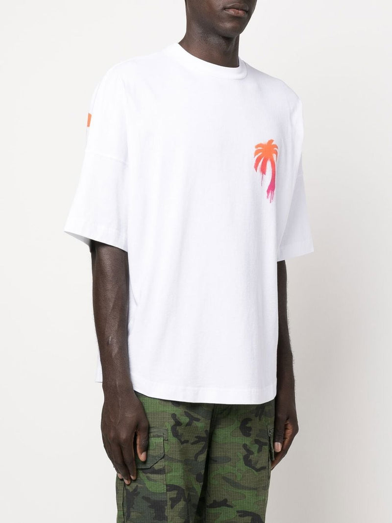 Palm Angels White Hong Kong Sprayed T-Shirt Palm Angels