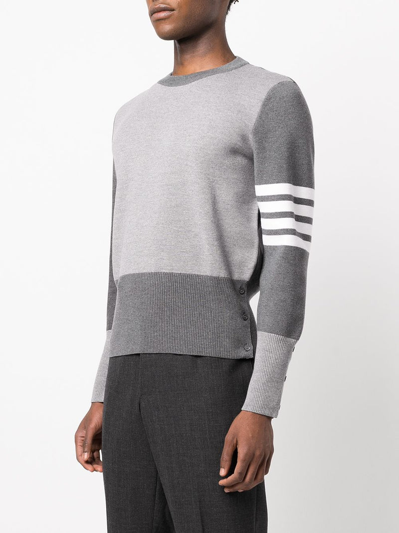 THOM BROWNE MEN FUNMIX MILANO STITCH PULLOVER WITH 4 BAR IN MERINO WOOL - NOBLEMARS