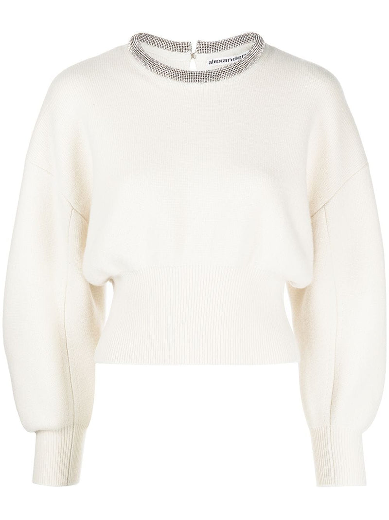 ALEXANDER WANG WOMEN PULLOVER WITH CRYSTAL TUBULAR NECKLACE