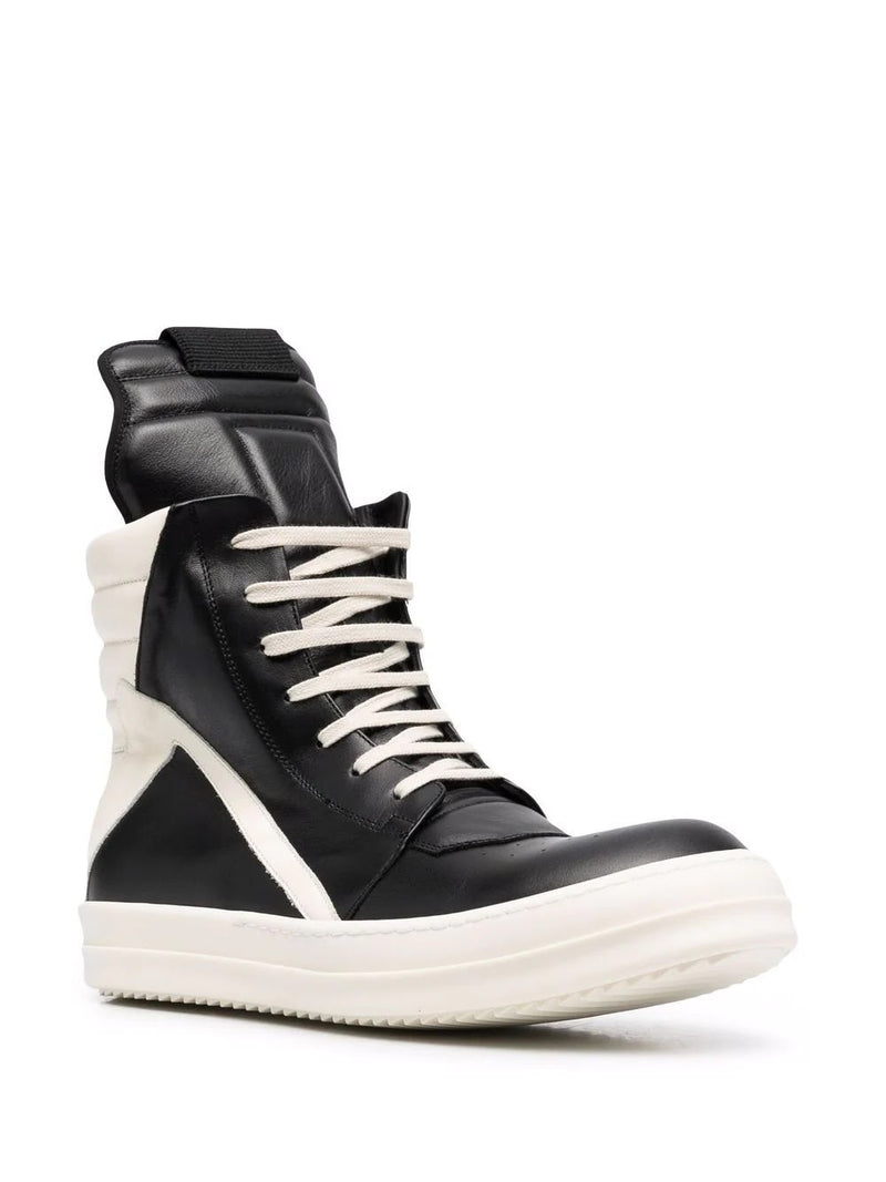 RICK OWENS Men Geobasket Leather Sneakers - NOBLEMARS