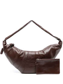 Dark Chocolate Medium Croissant Bag in Soft Nappa Leather | LEMAIRE