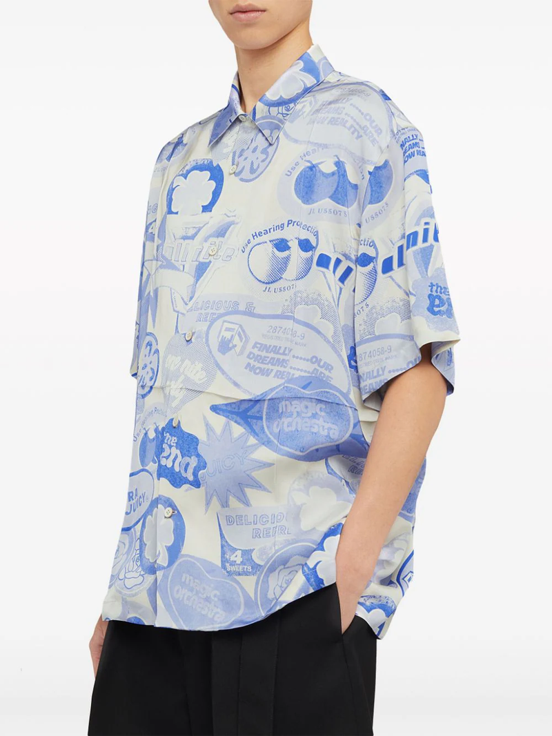 JIL SANDER Men Printed Viscose Shirt - NOBLEMARS