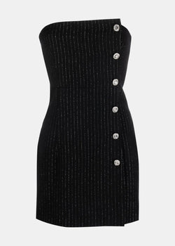 Alessandra Rich Black Lurex Pinstripe Bustier Mini Dress - NOBLEMARS