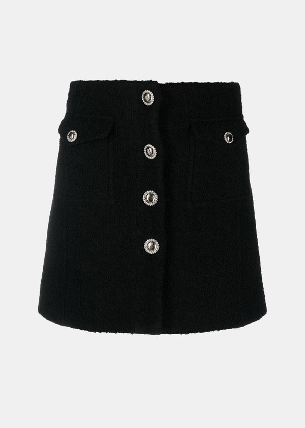 Alessandra Rich Black Tweed Bouclé Mini Skirt - NOBLEMARS