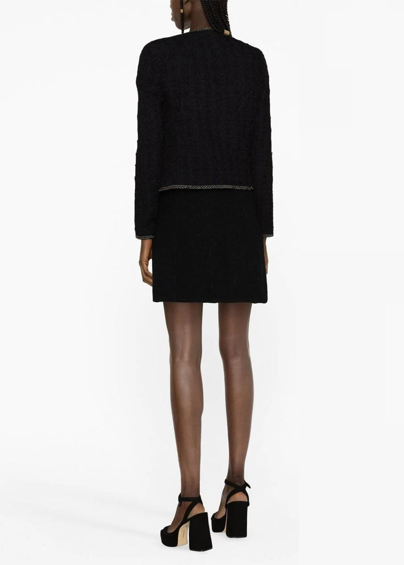 Alessandra Rich Black Tweed Bouclé Mini Skirt - NOBLEMARS