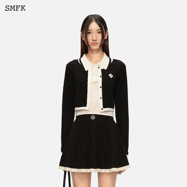 SMFK WOMEN COMPASS COLLEGE CLASSICAL KNITTED SHORT CARDIGAN
