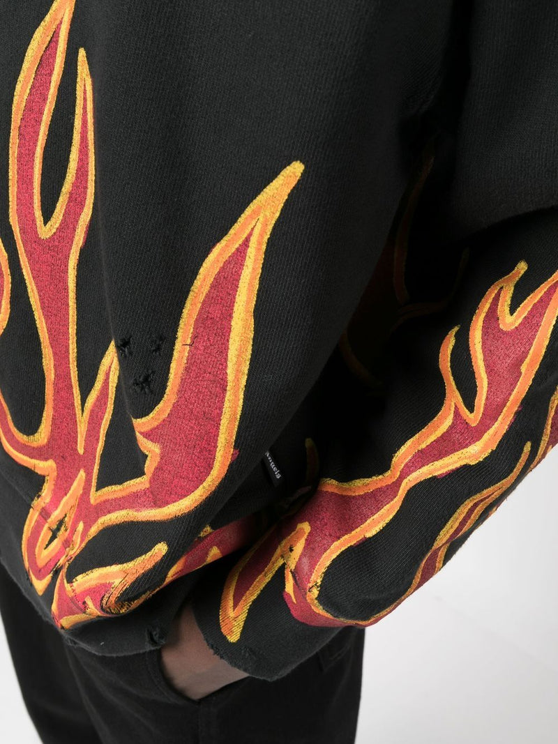 Mens Palm Angels black Graffiti Flame Sweatpants