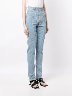 Seam-detail high-rise skinny jeans in blue - Mugler