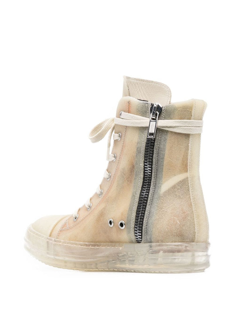 RICK OWENS WOMEN RAMONE TRANSPARENT LEATHER SNEAKERS - NOBLEMARS