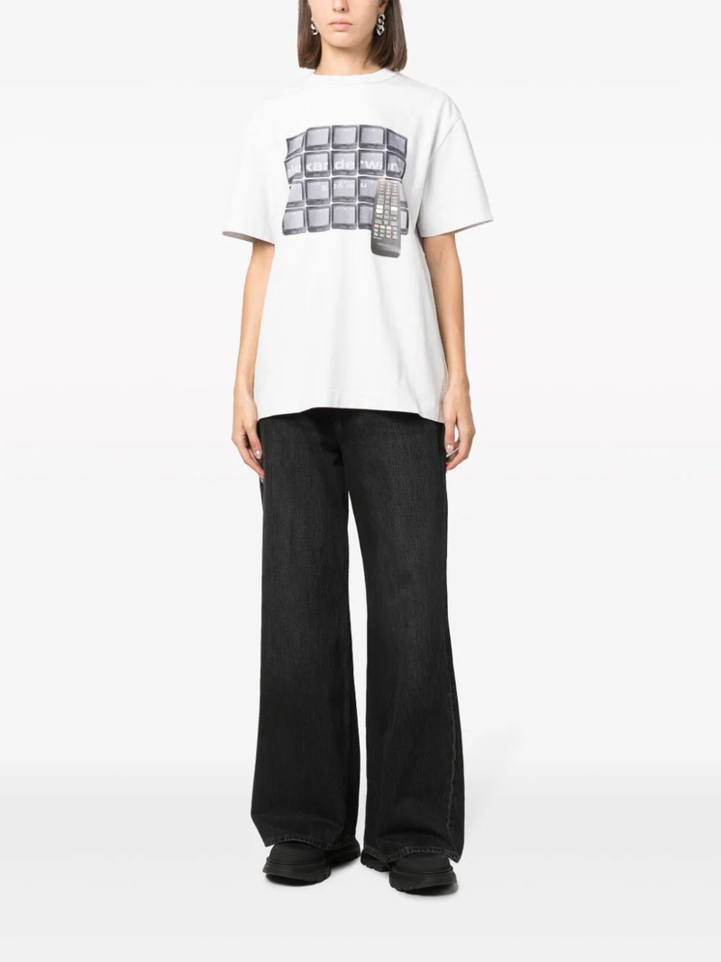 ALEXANDER WANG WOMEN SHORT SLEEVE TEE WITH TUNE IN GRAPHIC - NOBLEMARS