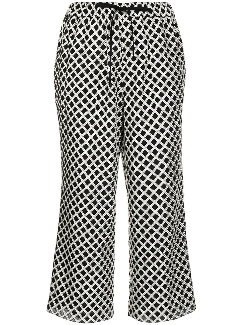 UNDERCOVER WOMEN GRID EMBROIDERY DRAWSTRING PANTS - NOBLEMARS
