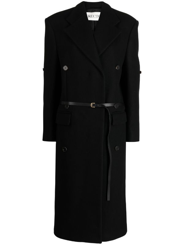 RECTO WOMEN GIVERNY FELT BELT DETAIL DOUBLE BREASTED COAT - NOBLEMARS