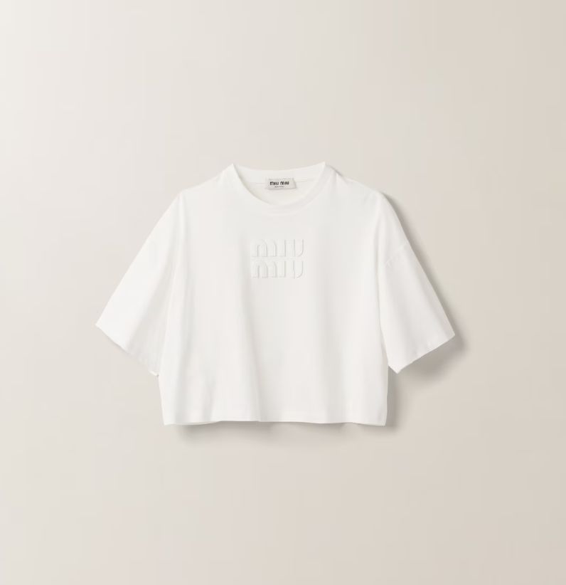 Miu Miu Women Cropped Jersey T-Shirt