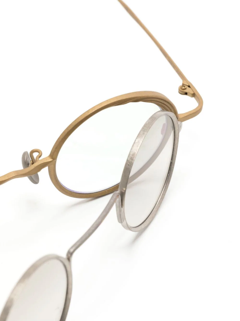 RIGARDS X ZIGGY CHEN UNISEX CLEAR LENS IN ANTIQUE GOLD TITANIUM FRAMES W/ LIGHT GRAY LENS IN SILVER CLIP-ON SUNGLASSES - NOBLEMARS