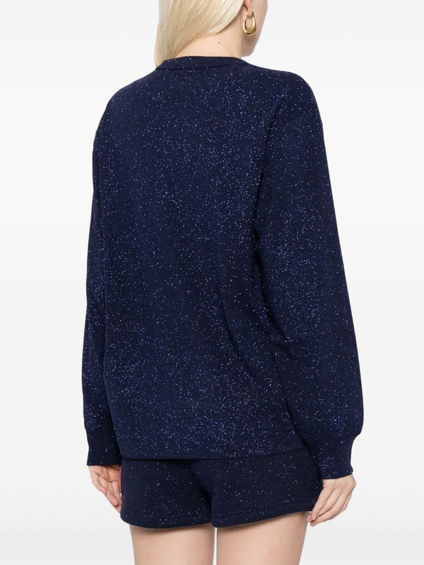 T BY ALEXANDER WANG GLITTER ESSENTIAL JERSEY LS TEE WITH PUFF LOGO - NOBLEMARS