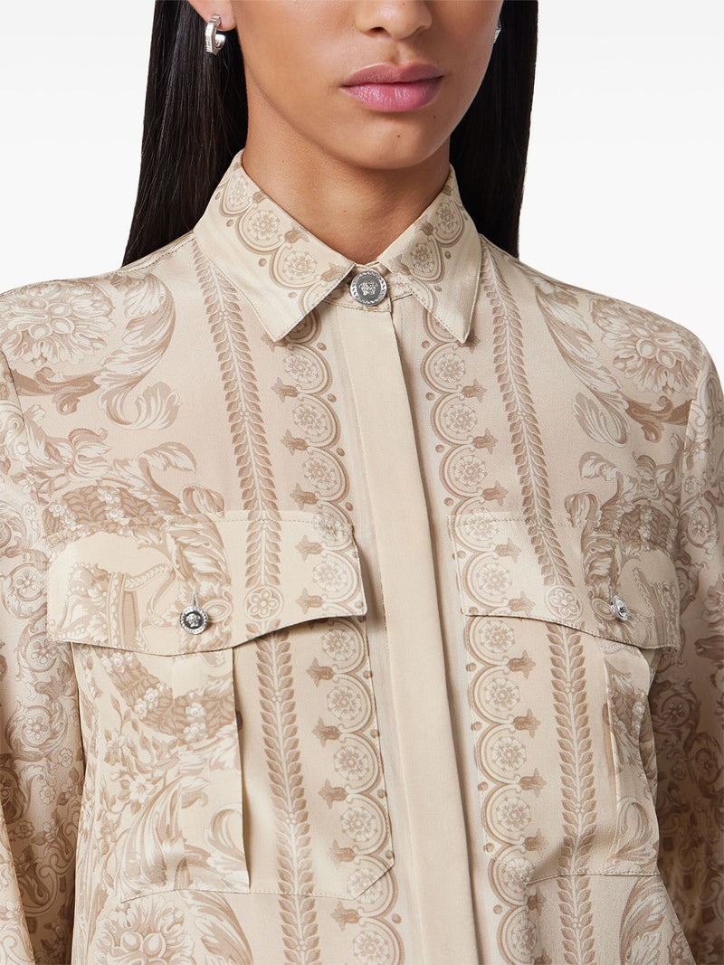 VERSACE Women Informal Shirt Baroque Print Crepe De Chine Fabric - NOBLEMARS