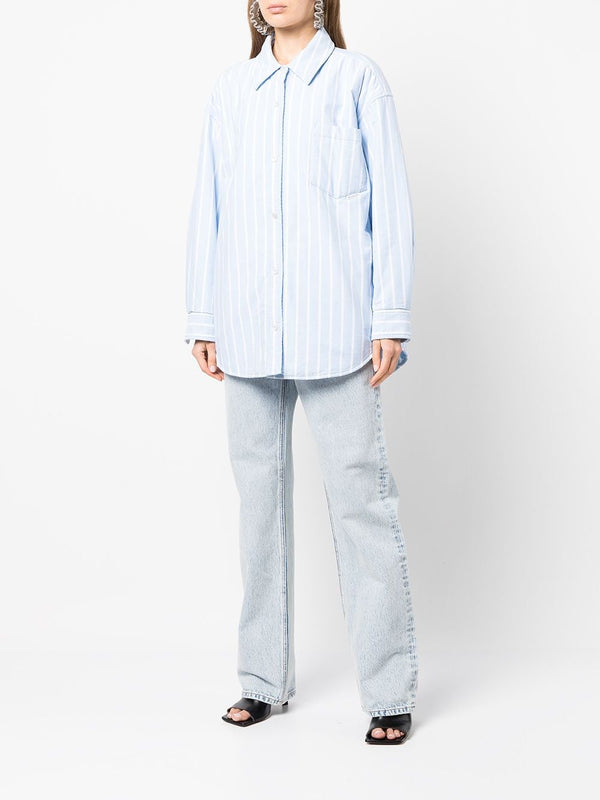 T BY ALEXANDER WANG WOMEN PADDED STRIPPED COTTON SHIRT JACKET - NOBLEMARS
