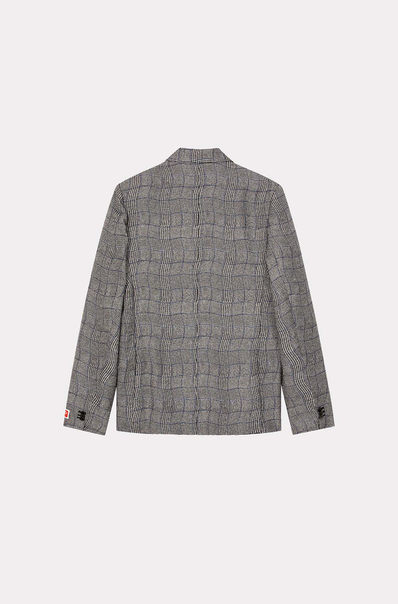 KENZO MEN WAVY CHECK DOUBLE BREASTED JACKET - NOBLEMARS