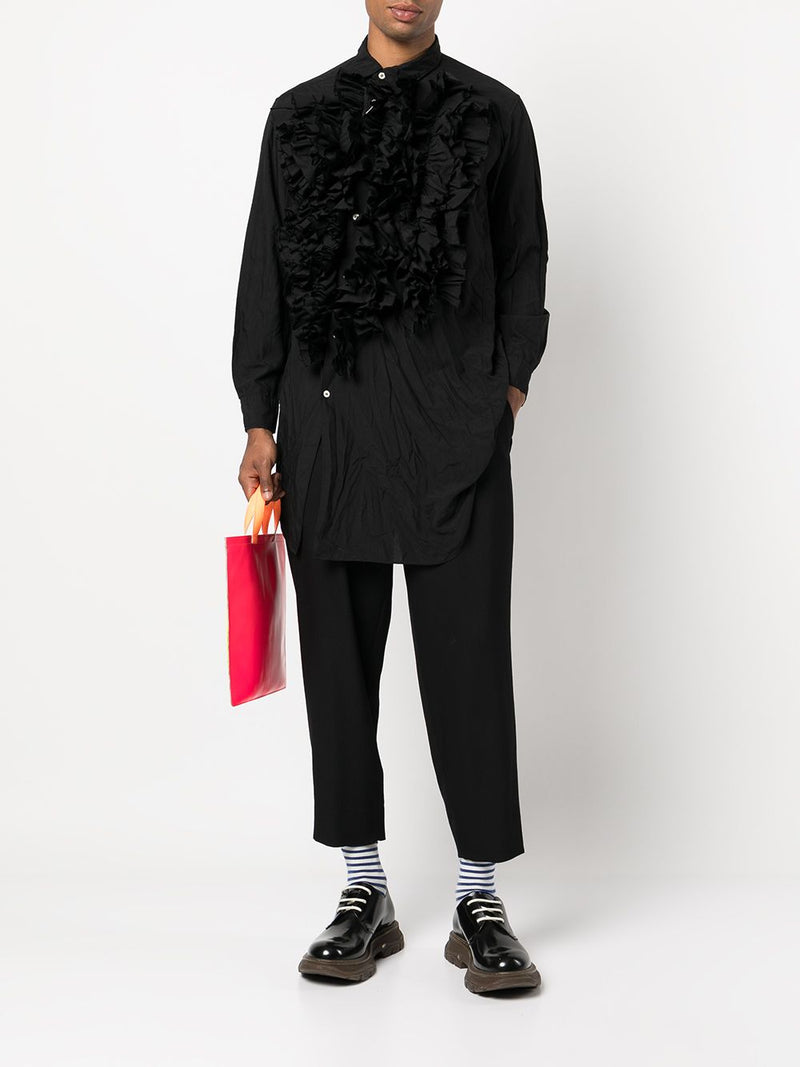 COMME des GARCONS HOMME PLUS ASYMMETRIC RUFFLED LONGLINE SHIRT PJ-B025