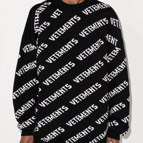 VETEMENTS Black Knit Monogram Sweater