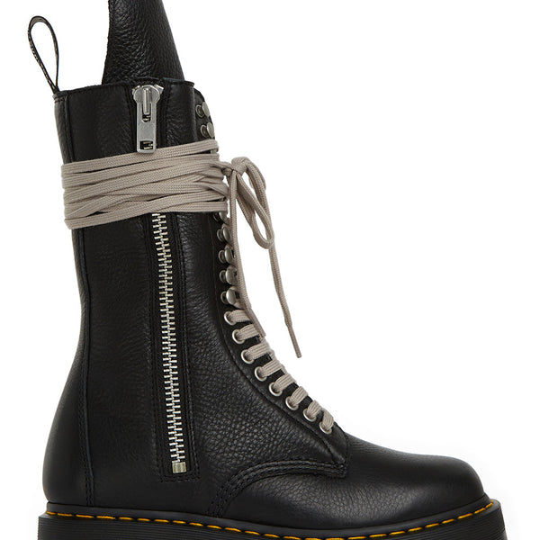 RICK OWENS X DR MARTENS MEN QUAD SOLE CALF LENGTH BOOTS - NOBLEMARS