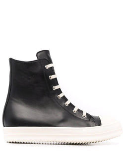 RICK OWENS MEN RAMONES LEATHER HIGH TOP SNEAKERS - NOBLEMARS